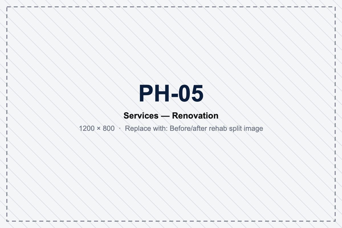 PH-05 placeholder — Before/after rehab split image